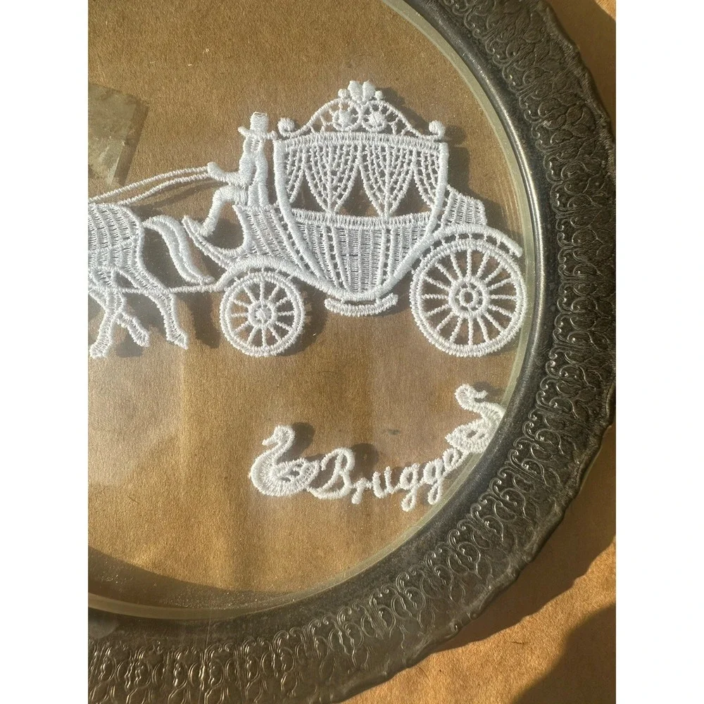 Horse Carriage Embroidered Victorian Brass Framed Brugges Belgium Our Huis Lace